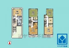 4LDK、土地面積58.59平米、建物面積101.13平米、木造3階建。