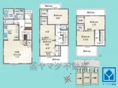 3LDK、土地面積112.39平米、建物面積110.01平米、木造3階建。尼崎南武庫之荘10丁目全3棟の1号棟です。2026年2月上旬完成予定。