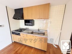 キッチンは空間を有効活用できる壁付けタイプ。