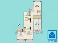 3LDK、専有面積68.99平米、バルコニー面積12.38平米、8階建て3階部分。