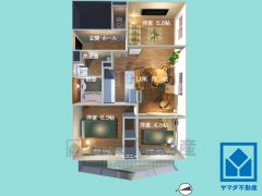 3LDK、専有面積62.5平米、バルコニー面積7.75平米、9階建て4階部分。