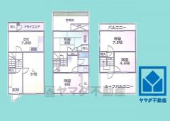 4LDK、専有面積102.45平米、バルコニー面積4平米、ルーフバルコニー面積10平米、RC造3階建て。