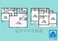 4LDK、土地面積101.92平米、建物面積97.39平米、木造2階建。