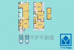 4LDK、土地面積99.2平米、建物面積92.33平米、木造2階建。