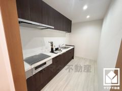 キッチンは空間を有効活用できる壁付けタイプ。毎日の家事の負担を軽減でき、水道代の節約にもなる食器洗乾燥機付き。