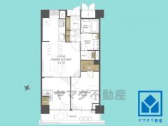 2LDK、専有面積50.03平米、バルコニー面積7.45平米、9階建て2階部分。