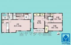 3LDK、土地面積80.91平米、建物面積80.84平米、木造3階建。2025年10月完成済み。全2棟の1号棟です。