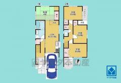 4LDK、土地面積78.32平米、建物面積85.05平米、木造2階建。