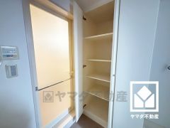 バスタオルやパジャマ等を収納できるリネン庫。洗剤等のストックも収納できるので、洗面室をすっきり清潔に保つことができそうです。