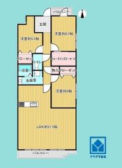 3LDK、専有面積91.42平米、バルコニー面積9.87平米、3階建て最上階。