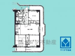 3LDK、専有面積71.50平米、バルコニー面積27.61平米、11階建て5階部分の南東角部屋。