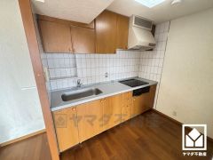 キッチンは空間を有効活用できる壁付けタイプ。