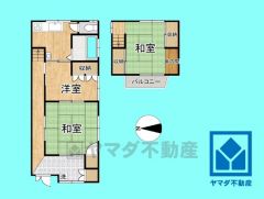 3DK、土地面積73.85平米、建物面積65.46平米、木造2階建。増築履歴がございます。