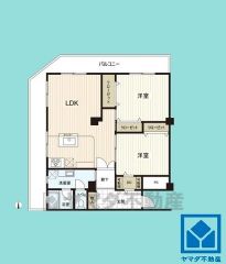 2LDK、専有面積74平米、バルコニー面積12平米、5階建て最上階の北西角部屋。