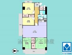4LDK、専有面積100.99平米、バルコニー面積18.95平米。
