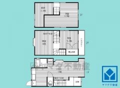 3SLDK、土地面積49.52平米、建物面積75.01平米、木造3階建。