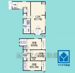 3LDK、土地面積81.38平米、建物面積86.13平米、木造2階建。