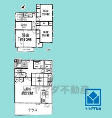 5LDK、土地面積175.13平米、建物面積136.21平米、木造2階建。