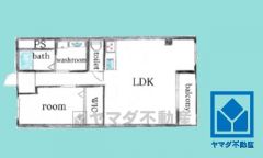 1LDK、専有面積45.36平米、バルコニー面積2.13平米、11階建て8階部分。