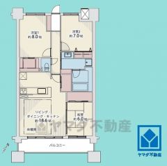 3LDK、専有面積89.95平米、バルコニー面積15.1平米、5階建て4階部分。