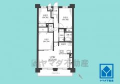 3LDK、専有面積63.1平米、バルコニー面積9.00平米、13階建て11階部分。