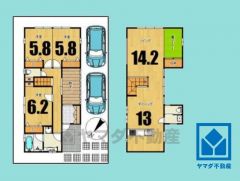 3LDK、土地面積135.97平米、建物面積106.97平米、木造2階建。2026年1月LDK内装クロス貼替え、ハウスクリーニング工事済の大変綺麗な住宅で、即ご入居いただけます。