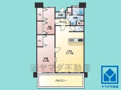 2LDK、専有面積75.68平米、バルコニー面積11.46平米、14階建て3階部分。耐震性・耐火性の高いSRC造です。