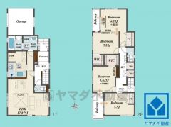4LDK、土地面積109.16平米、建物面積103.03平米、木造2階建。西宮市段上町5丁目全2棟の1号棟です。