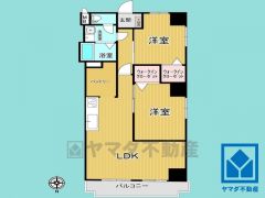 2LDK、専有面積59.47平米、バルコニー面積5.86平米、8階建て4階部分の角部屋。2026年3月末フルリフォーム完成予定です。