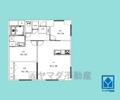 3LDK、専有面積71.07平米、バルコニー面積30平米（概算）、6階建て最上階の南東角部屋。