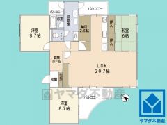 3SLDK、専有面積115.14平米、バルコニー面積18.42平米、3階建て最上階。