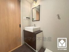 収納付きでスッキリお使い頂ける洗面台です。洗練されたデザインと機能性が融合し、毎日の身支度が特別なひとときに。