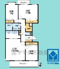 3SLDK、専有面積97.94平米、バルコニー面積11.94平米、3階建て最上階。