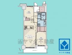 2SDK、専有面積58.84平米、バルコニー面積8.26平米、13階建て4階部分。耐震性・耐火性に優れたSRC造です。