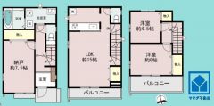 2SLDK、土地面積83.70平米、建物面積87.35平米、木造3階建。2025年10月完成済み。全2棟の2号棟です。