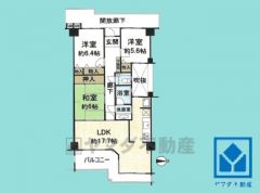 3LDK、専有面積84.59平米、バルコニー面積12.06平米、6階建て4階部分。