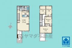 4LDK、土地面積90.12平米、建物面積96.07平米、木造2階建。尼崎市立花1期全1棟の1号棟です。2026年2月上旬完成済み。