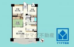 3LDK、専有面積91.67平米、バルコニー面積12.95平米、7階建て3階部分。