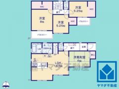 4LDK、土地面積90.13平米、建物面積98.81平米、木造2階建。