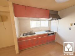 使いやすさとデザイン性を両立。鮮やかな色合いが魅力のシステムキッチンです。安全性と使いやすさを兼ね備えたIHクッキングヒーター仕様。お手入れもラクラクです。