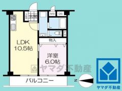 1LDK、専有面積39.6平米、バルコニー面積6.79平米、3階建て1階部分。