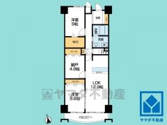 2SLDK、専有面積75平米、バルコニー面積6.72平米、7階建て最上階。
