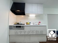 使いやすさとデザイン性を両立。落ち着いたモノトーンテイストが魅力のシステムキッチンです。