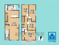 4LDK、土地面積105.52平米、建物面積102.17平米、木造2階建。2026年3月下旬完成予定。