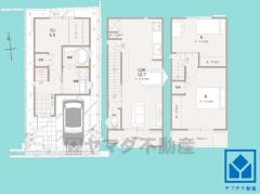 2SLDK、土地面積45.58平米、建物面積73.33平米、木造3階建。2025年11月完成済み。