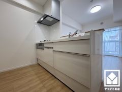 使いやすさとデザイン性を両立。落ち着いた木目調のデザインが魅力のシステムキッチンです。