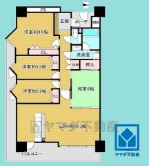 4LDK、専有面積94.07平米、バルコニー面積34.61平米、13階建て3階部分の南東角部屋。耐震性・耐火性の高いSRC造です。