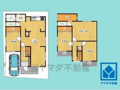 4LDK、土地面積100平米、建物面積110.97平米、木造2階建。