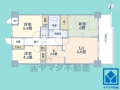 3LDK、専有面積60.6平米、バルコニー面積9.9平米、6階建て2階部分。