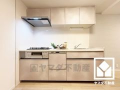 キッチンは空間を有効活用できる壁付けタイプ。